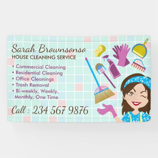 Cleaning Service omvat Janitorial Maid Business Spandoek (Horizontaal)