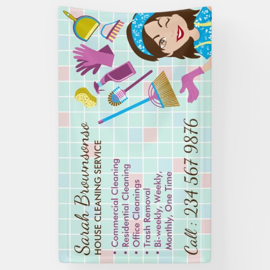 Cleaning Service omvat Janitorial Maid Business Spandoek (Verticaal)