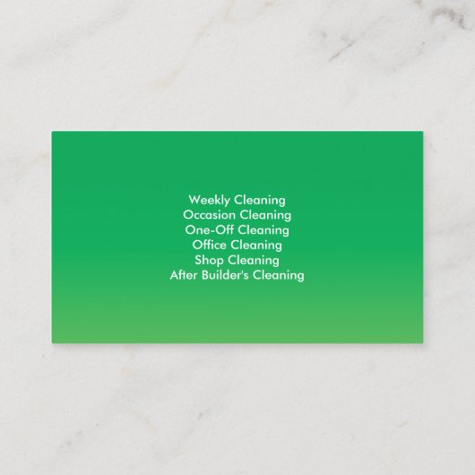 Cleaning Service Professional Green Visitekaartje (Achterkant)