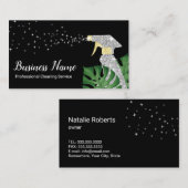 Cleaning Service Silver Spray Tropical Leaves Visitekaartje (Voorkant / Achterkant)