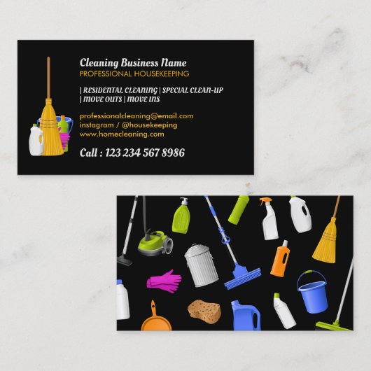 Cleaning Service Standard Black Visitekaartje (Voorkant / Achterkant)