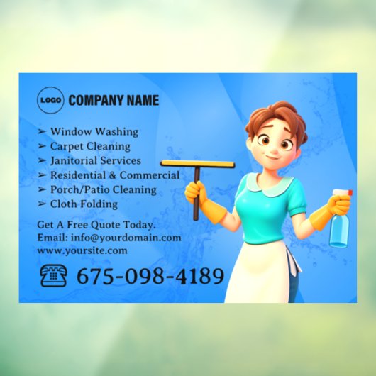 Cleaning Service Window Cling Raamsticker (Vel 3)