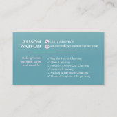 Cleaning Services - Elegant Floral Teal and Pink Visitekaartje (Achterkant)