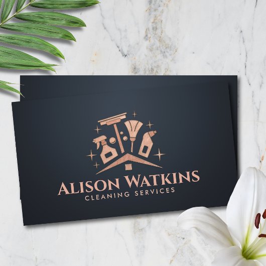 Cleaning Services - Elegant Rose Gold Visitekaartje