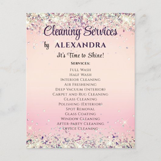 Cleaning Services House Houeping Elegant Glitter Flyer (Voorkant)