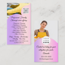 Cleaning Services House Keeping QRCode Photo Pink Visitekaartje