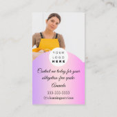 Cleaning Services House Keeping QRCode Photo Pink Visitekaartje (Achterkant)