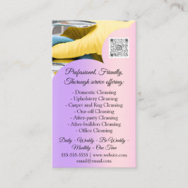 Cleaning Services House Keeping QRCode Photo Pink Visitekaartje