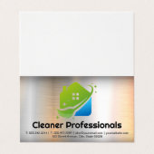 Cleaning Services House Logo | Metal Background Visitekaartje (Buitenkant ongevouwen)