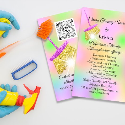 Cleaning Services House QRCode Logo Groom Visitekaartje