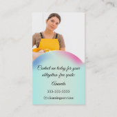 Cleaning Services House QRCode Photo Blue Visitekaartje (Achterkant)