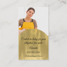 Cleaning Services House QRCode Photo Gold Visitekaartje