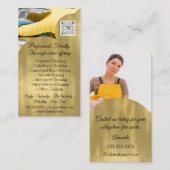 Cleaning Services House QRCode Photo Gold Visitekaartje (Voorkant / Achterkant)