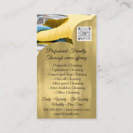 Cleaning Services House QRCode Photo Gold Visitekaartje
