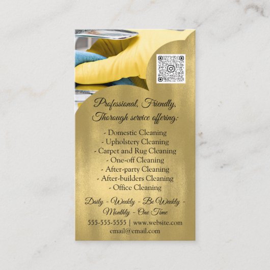 Cleaning Services House QRCode Photo Gold Visitekaartje (Voorkant)