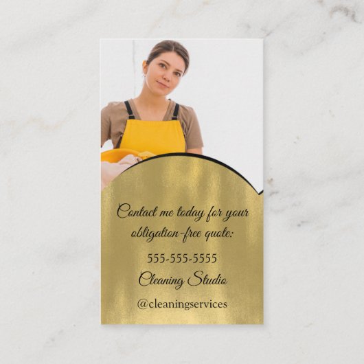 Cleaning Services House QRCode Photo Gold Visitekaartje (Achterkant)