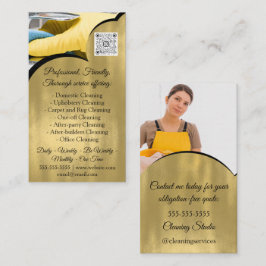 Cleaning Services House QRCode Photo Gold Visitekaartje