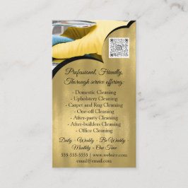 Cleaning Services House QRCode Photo Gold Visitekaartje