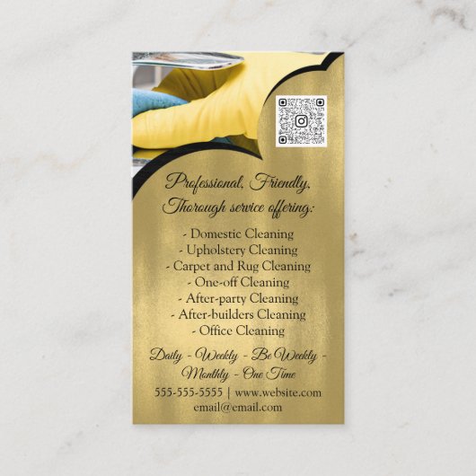 Cleaning Services House QRCode Photo Gold Visitekaartje (Voorkant)