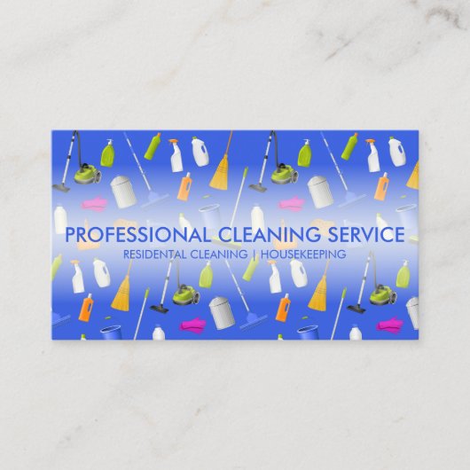 Cleaning Services Icons Cute blue Visitekaartje (Voorkant)