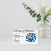Cleaning Services | Janitor Holding Mop Visitekaartje (Staand voorkant)