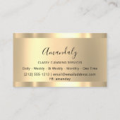 Cleaning Services Maid House Keeping Gold Glitter Visitekaartje (Achterkant)