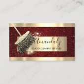 Cleaning Services Maid House Keeping Gold Glitter Visitekaartje (Voorkant)