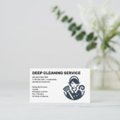 Cleaning Services | Maid with Broom Logo Visitekaartje (Staand voorkant)