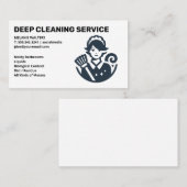 Cleaning Services | Maid with Broom Logo Visitekaartje (Voorkant / Achterkant)