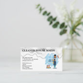 Cleaning Services | Maid with Broom Visitekaartje (Staand voorkant)