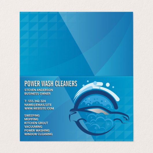 Cleaning Services | Pressure Wash Car Bubbles Visitekaartje (Buitenkant ongevouwen)