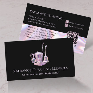 Cleaning Services Supplies Modern QR Code Visitekaartje