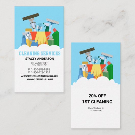 Cleaning Services Visitekaartje (Voorkant / Achterkant)
