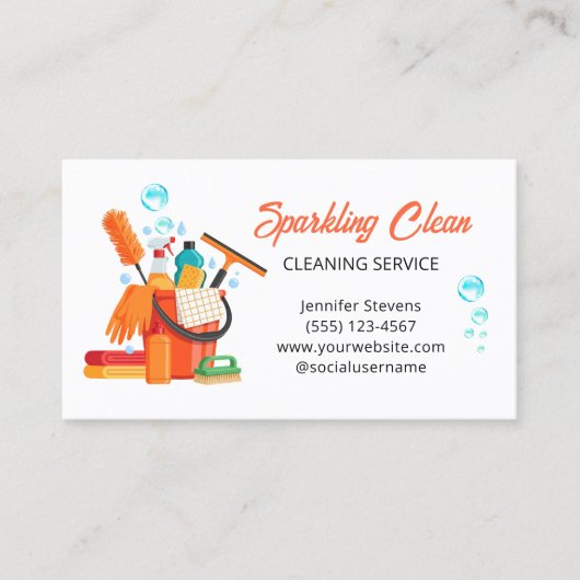 Cleaning Supplies Housekeeping Service Visitekaartje (Voorkant)