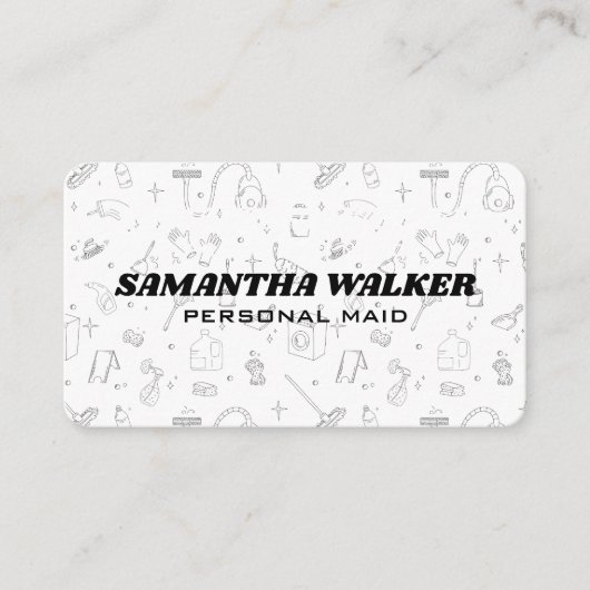 Cleaning Tools Pattern | Maid Services Visitekaartje (Voorkant)