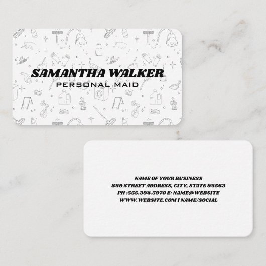 Cleaning Tools Pattern | Maid Services Visitekaartje (Voorkant / Achterkant)