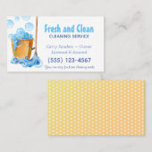 Cleaning van Bucket- en Mop Polka Dots Service Visitekaartje (Voorkant / Achterkant)