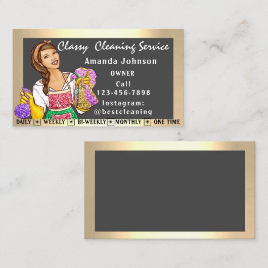 Cleaning van Kantoor in het Classy House Maid Grey Visitekaartje (Voorkant / Achterkant)