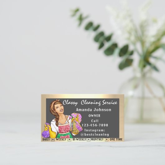 Cleaning van Kantoor in het Classy House Maid Grey Visitekaartje (Staand voorkant)