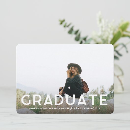 Cleanly Stated Afstuderen Foto Aankondiging (Staand voorkant)