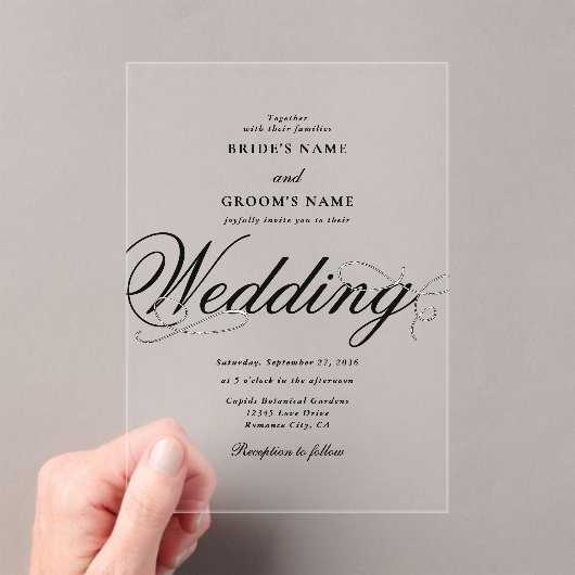 Clear Acryl Elegante Classy Luxe bruiloft Acryl Uitnodigingen (Insitu (Draagbaar))