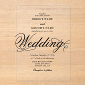 Clear Acryl Elegante Classy Luxe bruiloft Acryl Uitnodigingen (Voorkant)