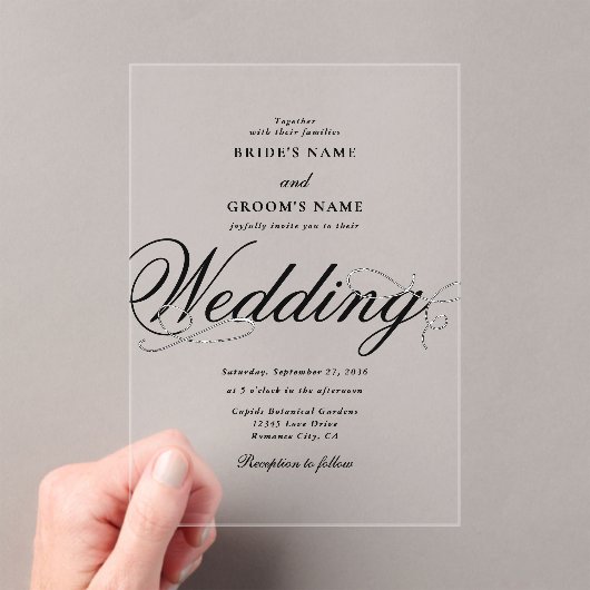 Clear Acryl Elegante Classy Luxe bruiloft Uitnodigingen (Insitu (Draagbaar))