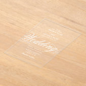 Clear Acryl Elegante Classy Luxe Witte Huwelijk Acryl Uitnodigingen (Laagn)
