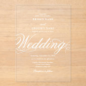 Clear Acryl Elegante Classy Luxe Witte Huwelijk Uitnodigingen (Voorkant)