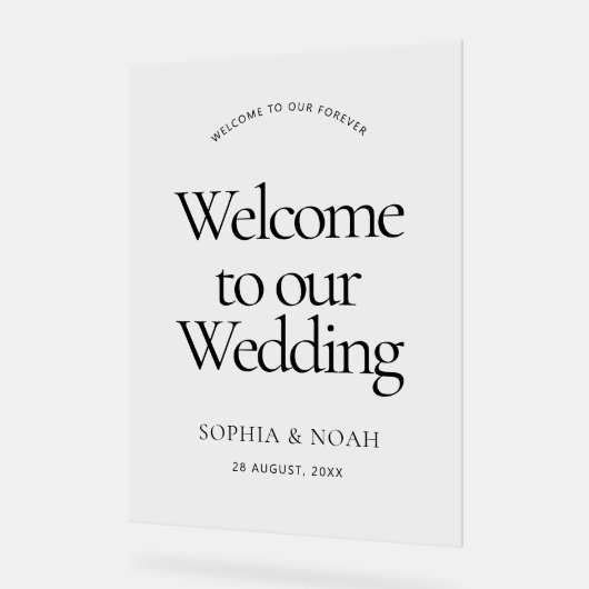 Clear Acryl Huwelijk Welkom Teken Minimalistisch Acryl Bord (Hoek)