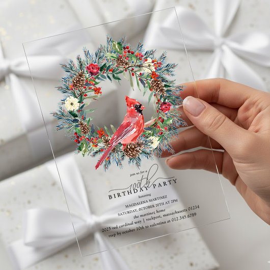 CLEAR ACRYLIC 100th Birthday Party Cardinal Acryl Uitnodigingen