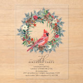 CLEAR ACRYLIC 30th Birthday Party Cardinal Acryl Uitnodigingen (Voorkant)