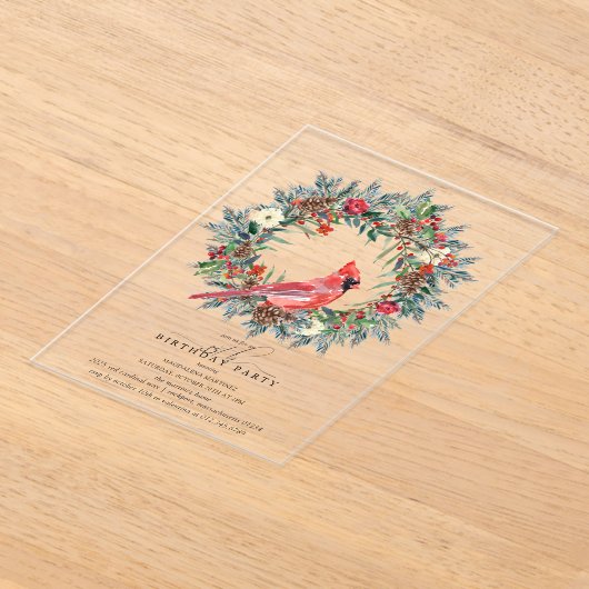 CLEAR ACRYLIC 85th Birthday Party Cardinal Acryl Uitnodigingen (Laagn)