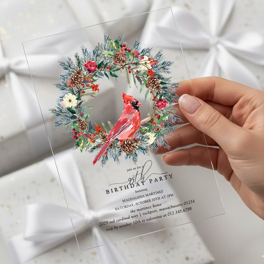 CLEAR ACRYLIC 95th Birthday Party Cardinal Acryl Uitnodigingen